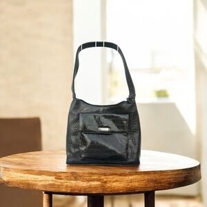 Nine West Black Croc-Pattern Shoulder Bag